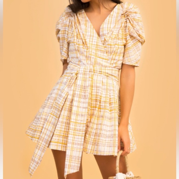 C/MEO Collective Yellow Puff sleeve Romper Sz 4 (S) - Picture 1 of 5